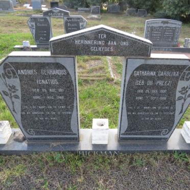 HICKMAN Andries Gerhardus Ignatius 1911-1988 & Catharina Carolina DU PREEZ 1902-1988