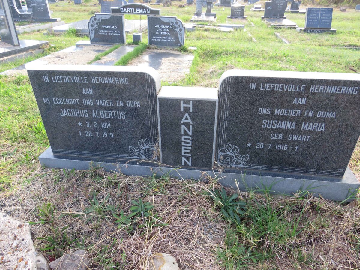 HANSEN Jacobus Albertus 1914-1979 & Susanna Maria SWART 1916-