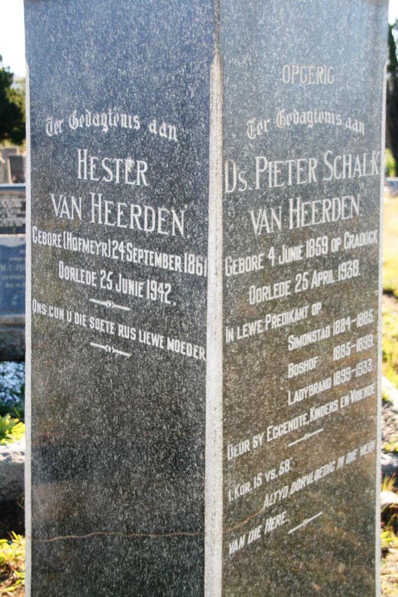 HEERDEN Pieter Schalk, van 1859-1938 & Hester HOFMEYR 1861-1942