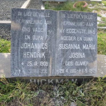 HICKMAN Johannes Hendrik 1909-1996 & Susanna Maria Josina OLIVIER 1910-1979