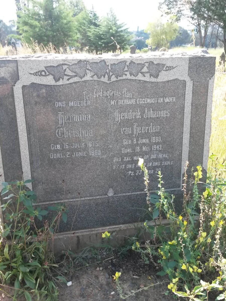 HEERDEN Hendrik Johannes, van 1869-1943 &amp; Hermina Christina 1875-1969