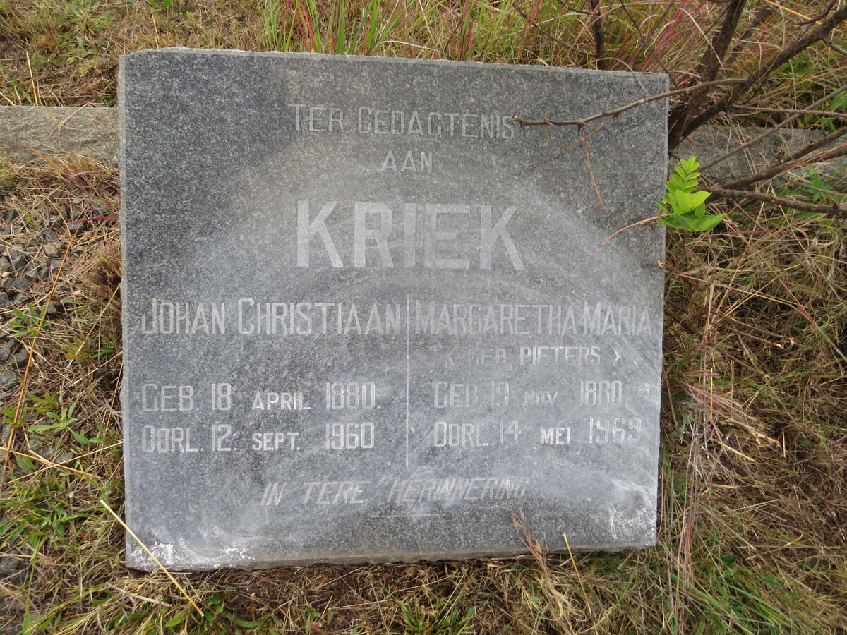 KRIEK Johan Christiaan 1880-1960 & Margaretha Maria PIETERS 1880-1969