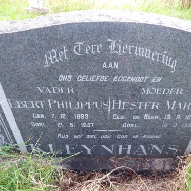 KLEYNHANS Ebert Philippus 1893-1957 & Hester Maria DE BEER 1899-1994