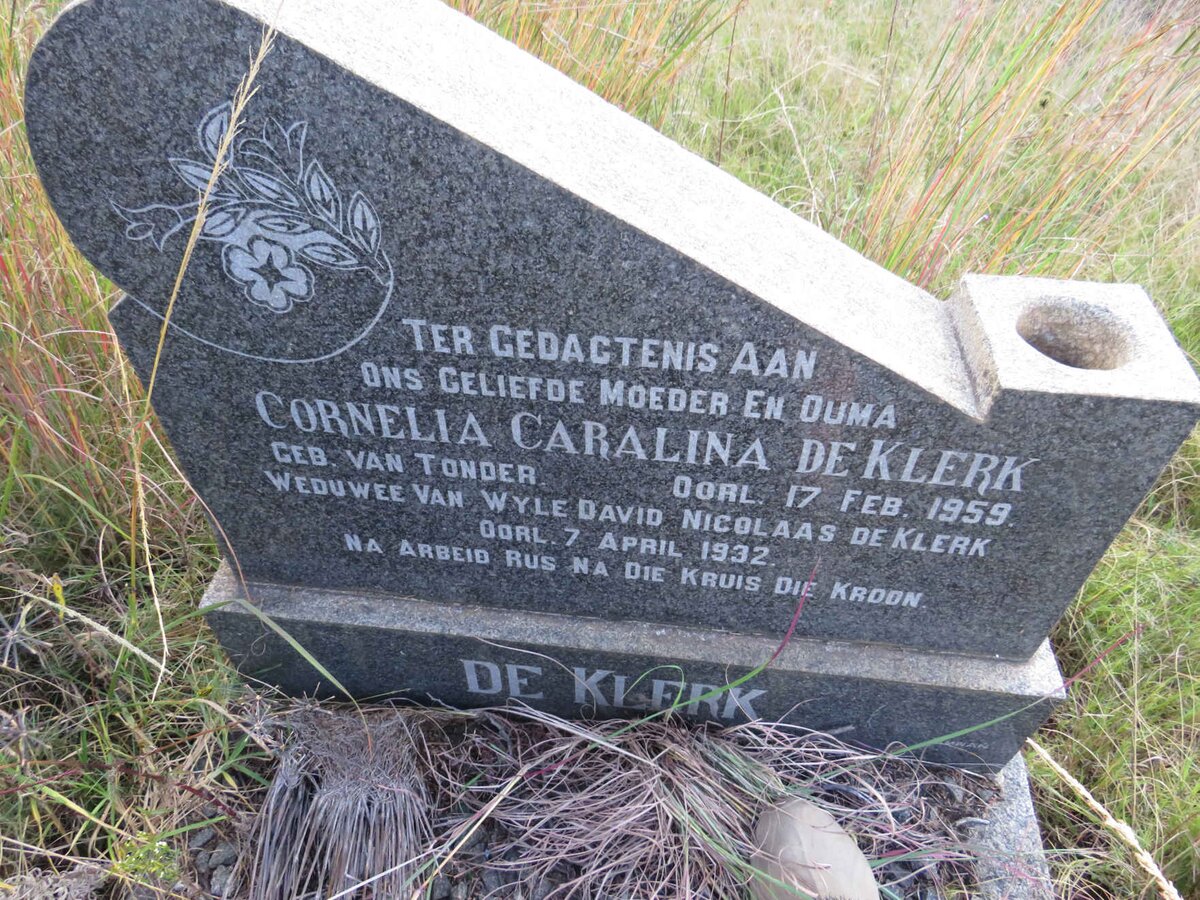 KLERK David Nicolaas, de -1932 & Cornelia Caralina VAN TONDER -1959