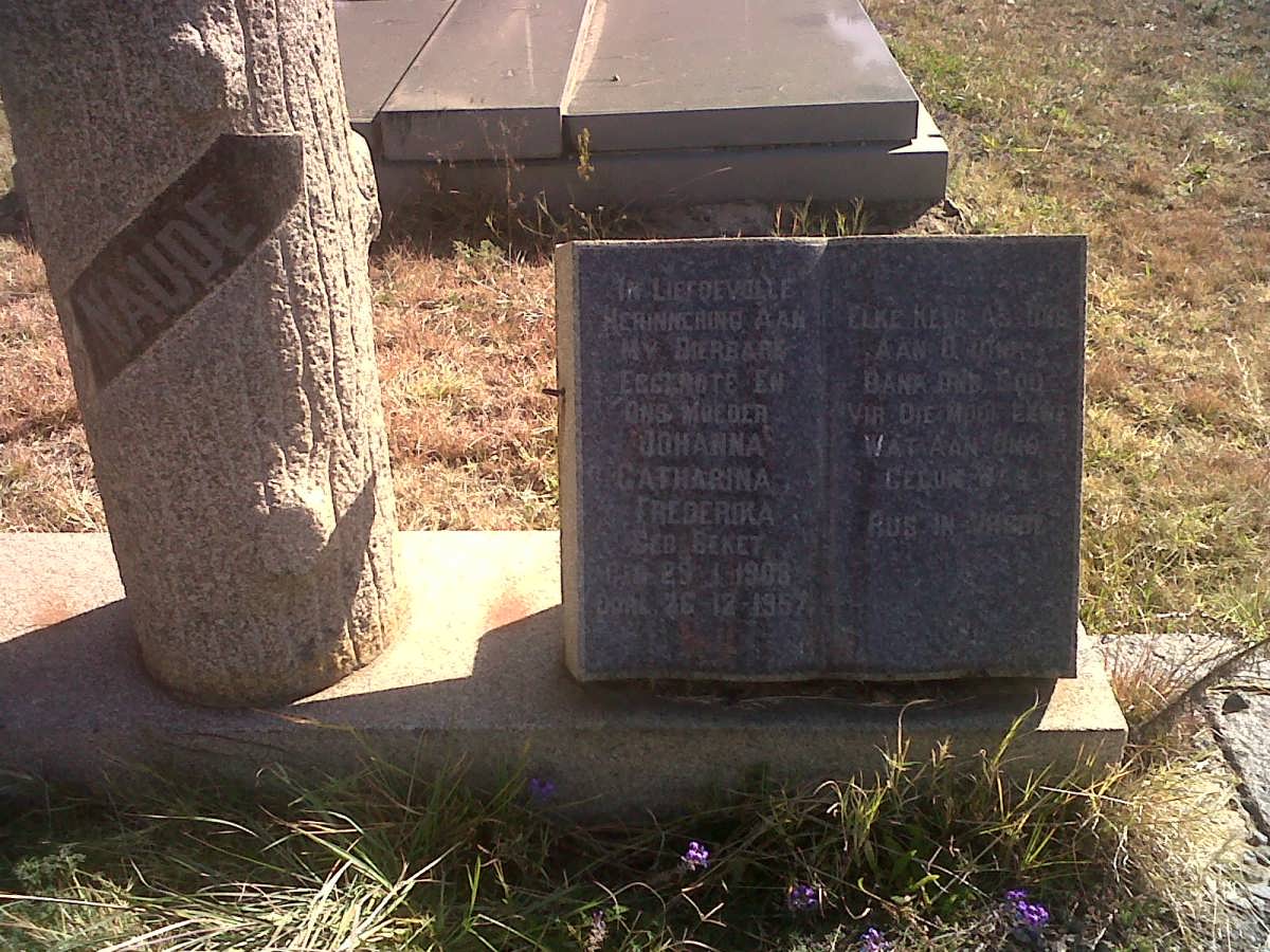 NAUDE Johanna Catharina Frederika nee BEKET 1908-1957