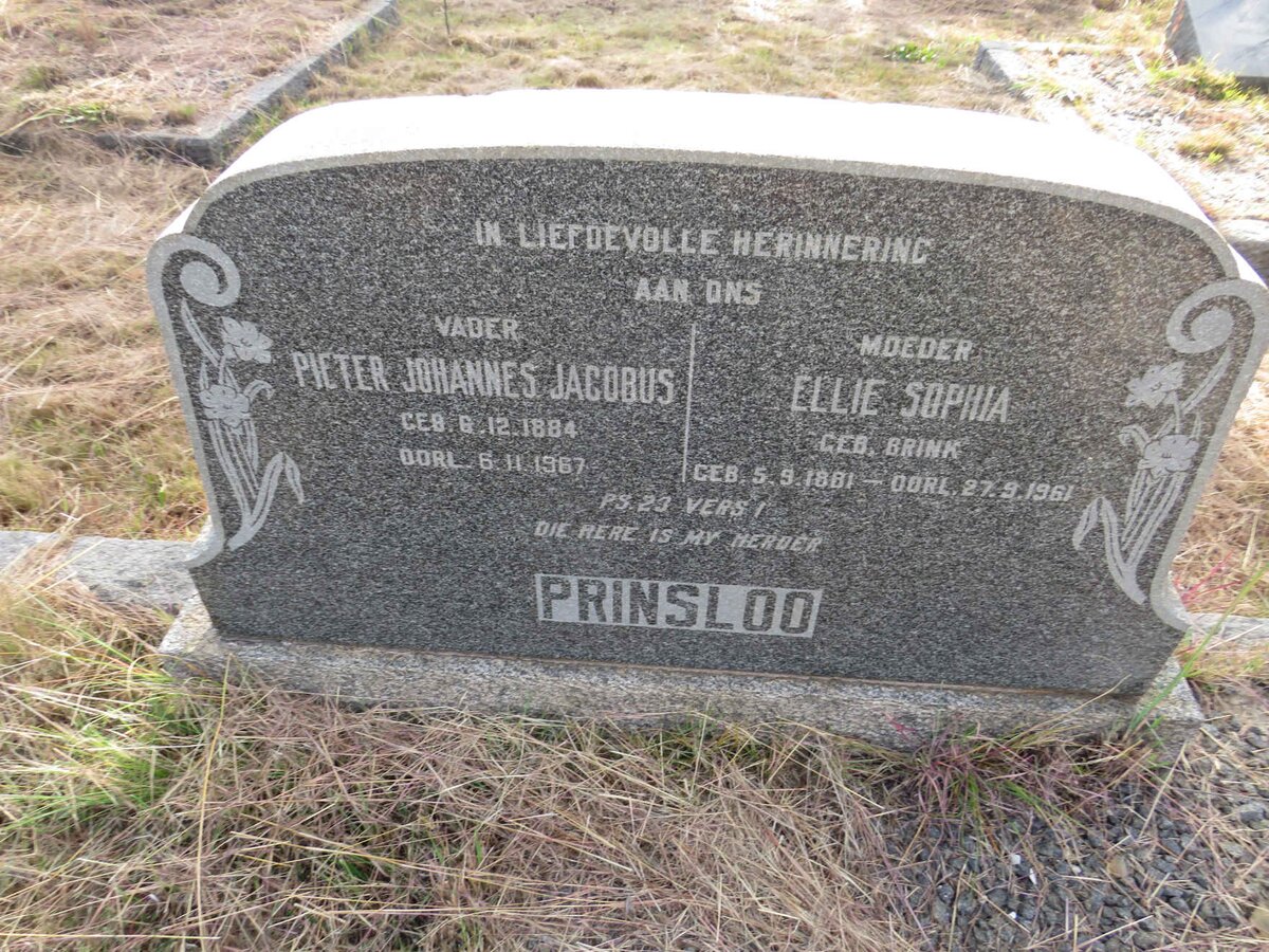 PRINSLOO Pieter Johannes Jacobus 1884-1967 & Ellie Sophia BRINK 1881-1961
