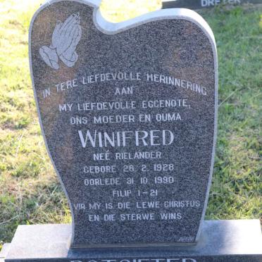 POTGIETER Winifred nee RIELANDER 1928-1990