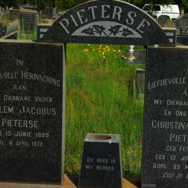 PIETERSE Willem Jacobus 1895-1972 &amp; Christina Susanna FERREIRA 1896-1968