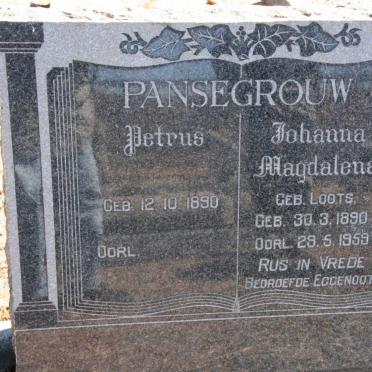 PANSEGROUW Petrus 1890- & Johanna Magdalena LOOTS 1890-1959