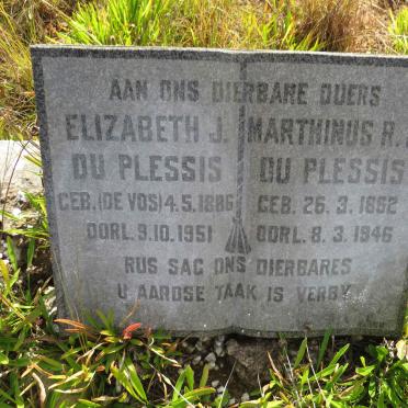 PLESSIS Marthinus R.J., du 1862-1946 & Elizabeth J. DE VOS 1886-1951
