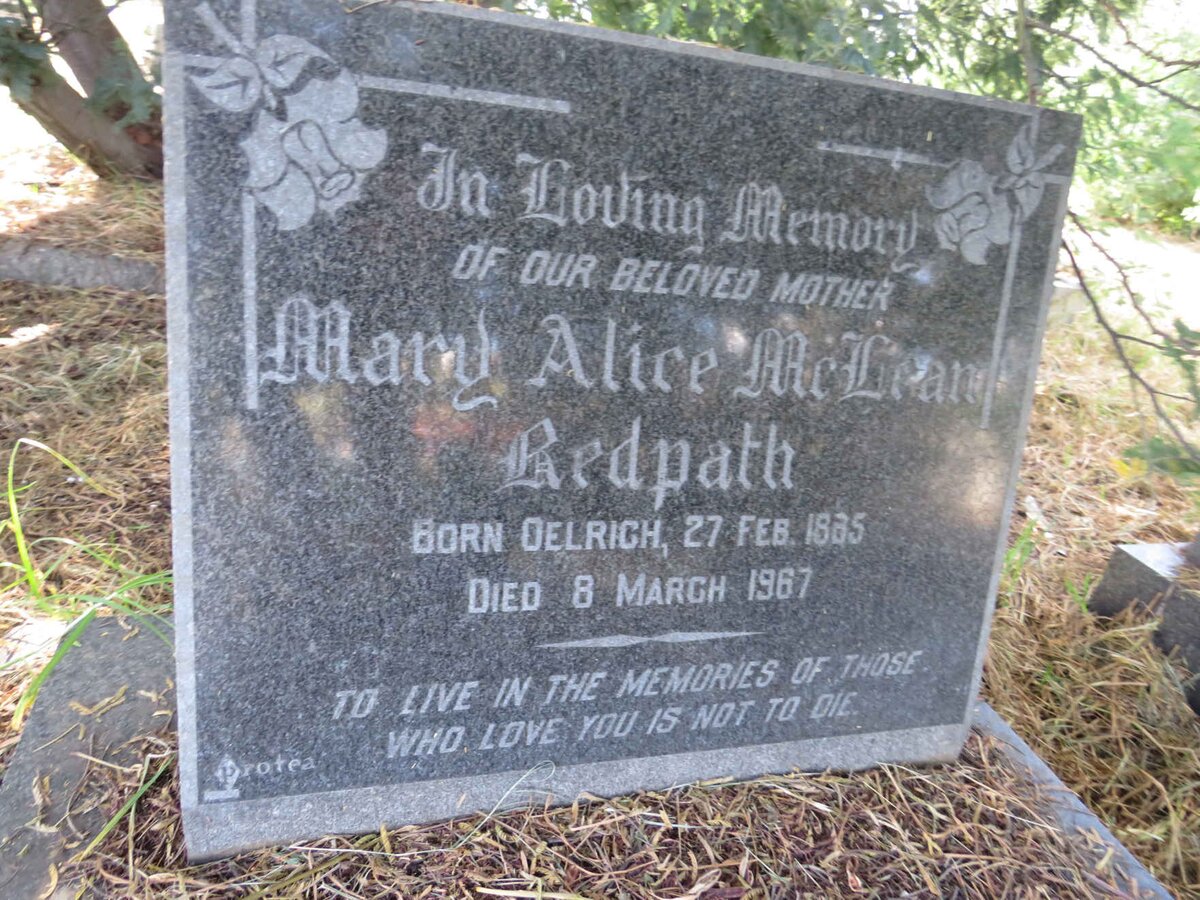 REDPATH Mary Alice McLean nee OELRICH 1885-1967