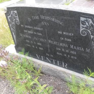 VENTER Hendrik Jacobus 1895-1966 &amp; Wilhelmina Maria M. 1903-1979
