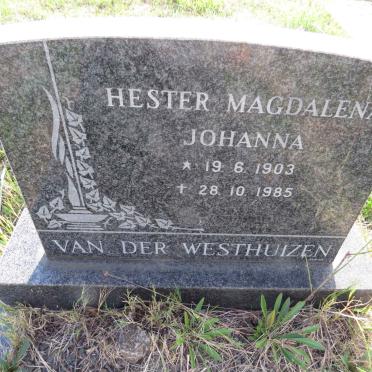 WESTHUIZEN Hester Magdalena Johanna, van der 1903-1985