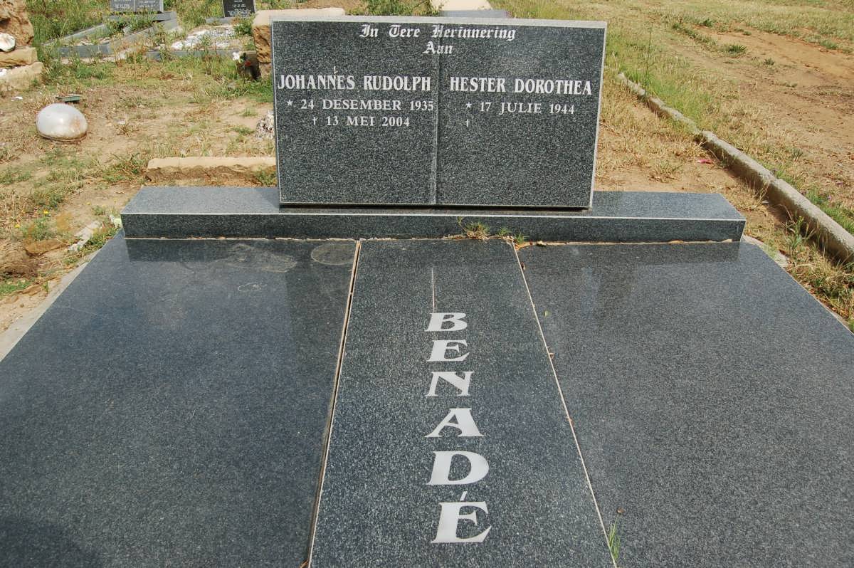 BENADE Johannes Rudolph 1935-2004 &amp; Hester Dorothea 1944-