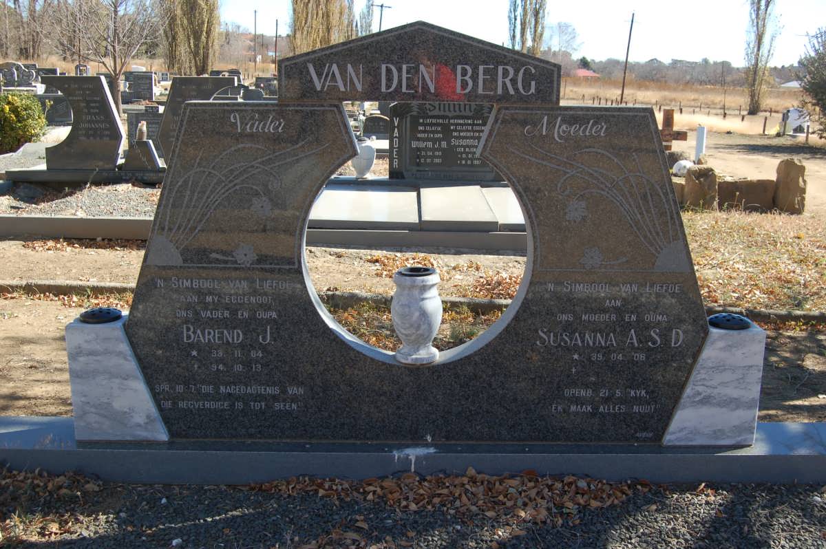 BERG Barend J., van den 1933-1994 &amp; Susanna A.S.D. 1939-