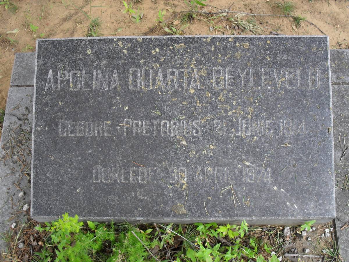 BEYLEVELD Apolina Duarta nee PRETORIUS 1914-1974