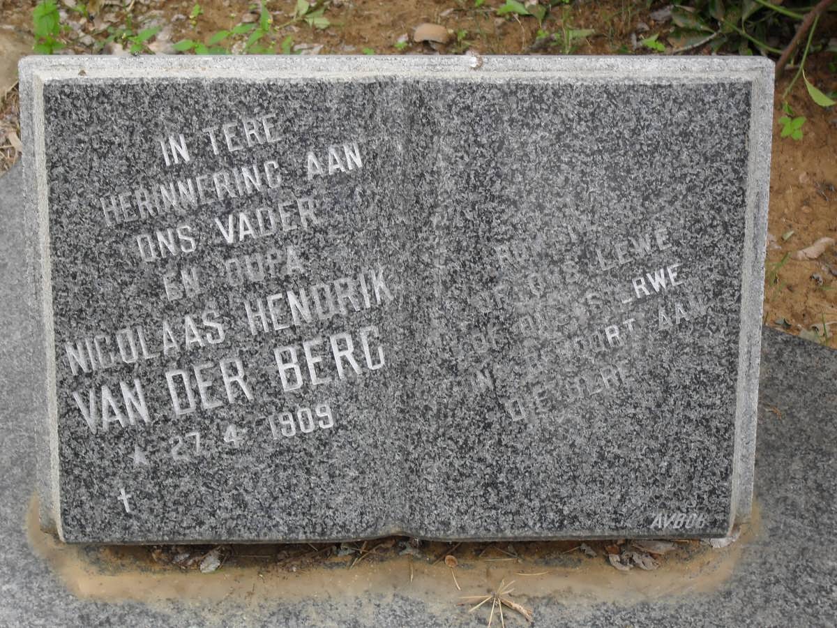BERG Nicolaas Hendrik, van der 1909-