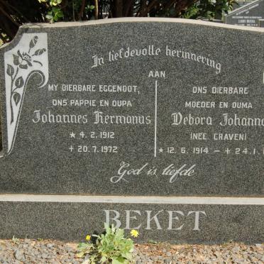 BEKET Johannes Hermanus 1912-1972 &amp; Debora Johanna CRAVEN 1914-1976