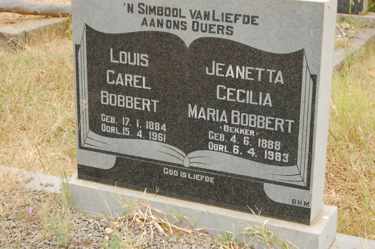 BOBBERT Louis Carel 1884-1961 &amp; Jeanetta Cecilia Maria BEKKER 1888-1983