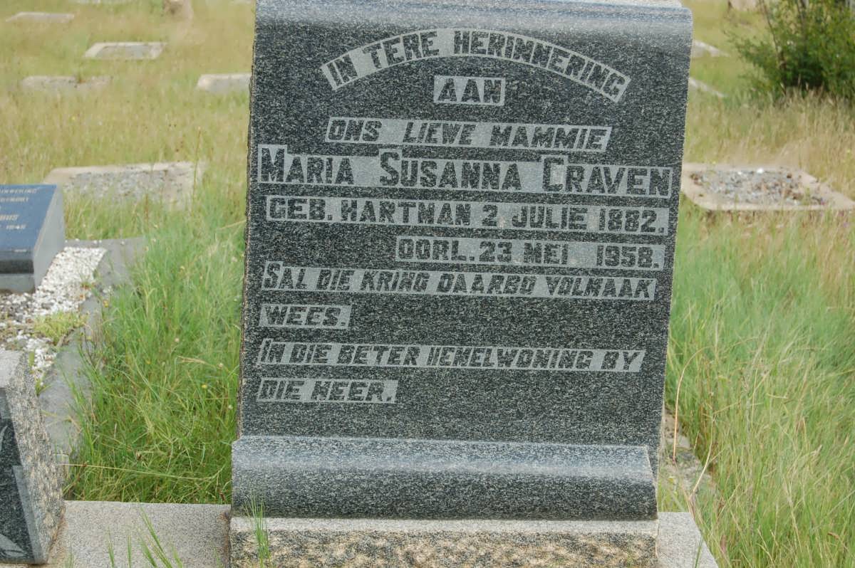 CRAVEN Maria Susanna nee HARTMAN 1882-1958