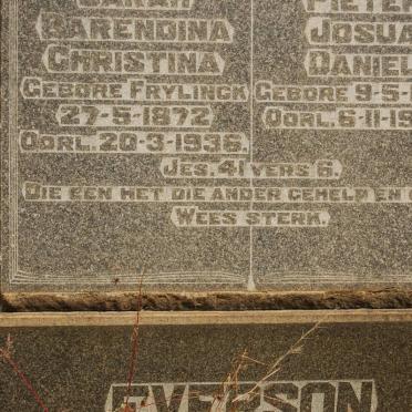 EVERSON Pieter Josua Daniel 1874-1950 &amp; ? Barendina Christina FRYLINCK 1872-1936