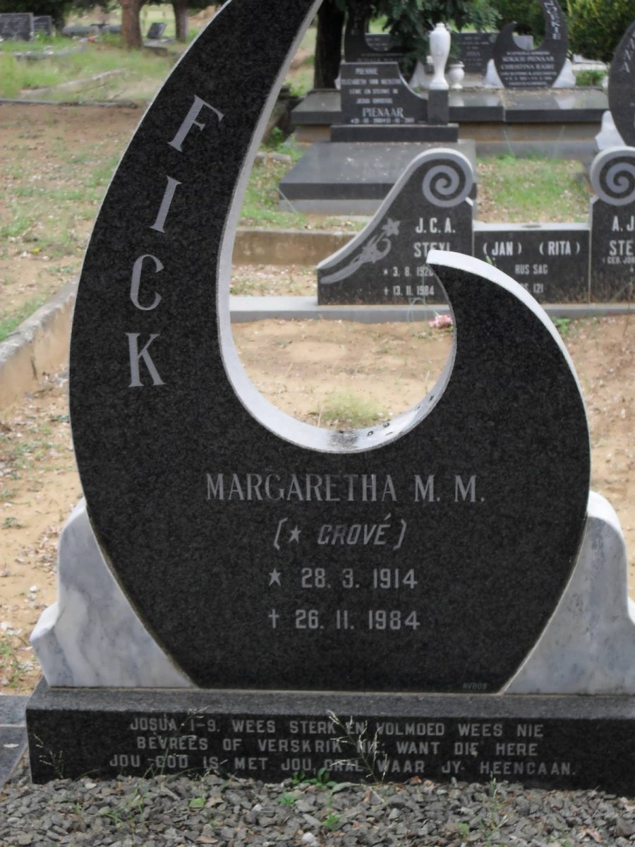 FICK Margaretha M.M. nee GROVé 1914-1984