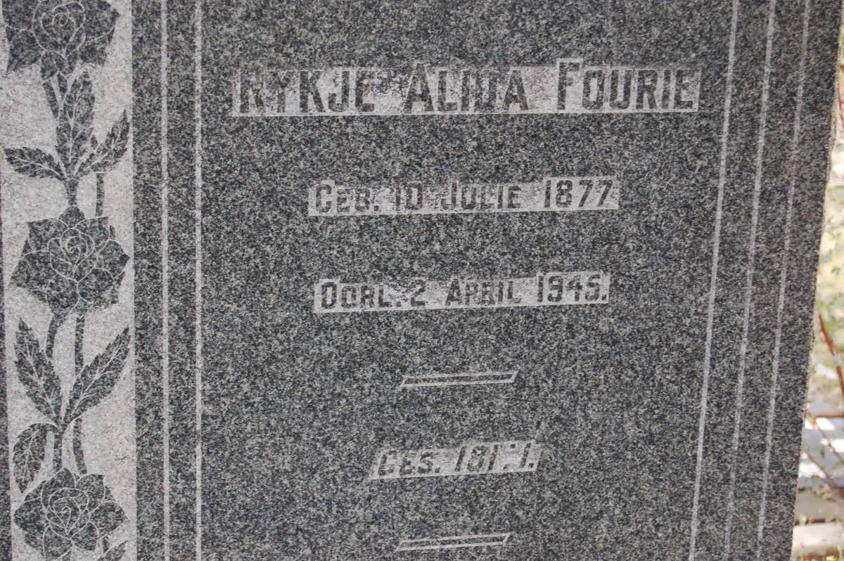 FOURIE Rykje Alida 1877-1945