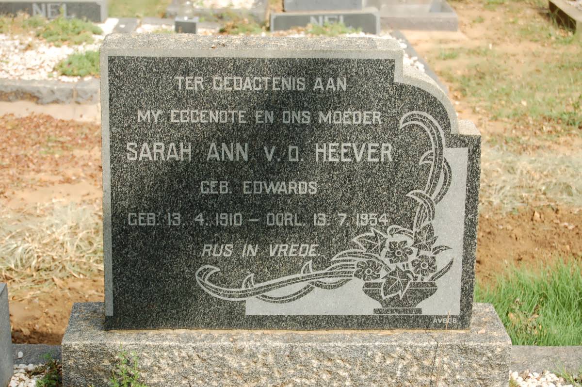 HEEVER Sarah Anna, v.d. nee EDWARDS 1910-1954