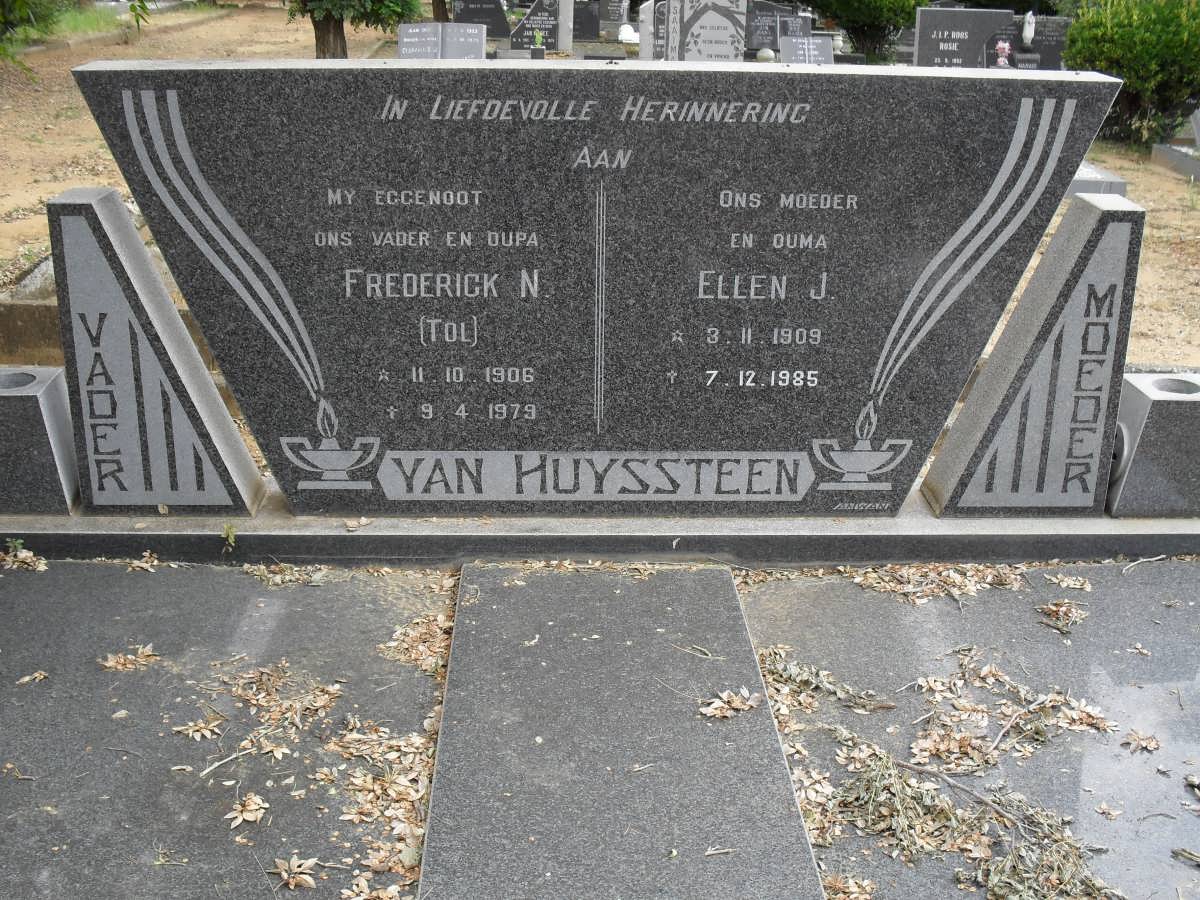 HUYSSTEEN Frederick N., van 1906-1976 &amp; Ellen J. 1909-1985