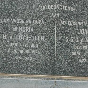 HUYSSTEEN Hendrik B., v. 1900-1975 &amp; Johanna S.S.C. 1912-1960