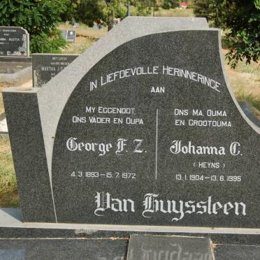 HUYSSTEEN George F.Z., van 1893-1972 &amp; Johanna C. HEYNS 1904-1995