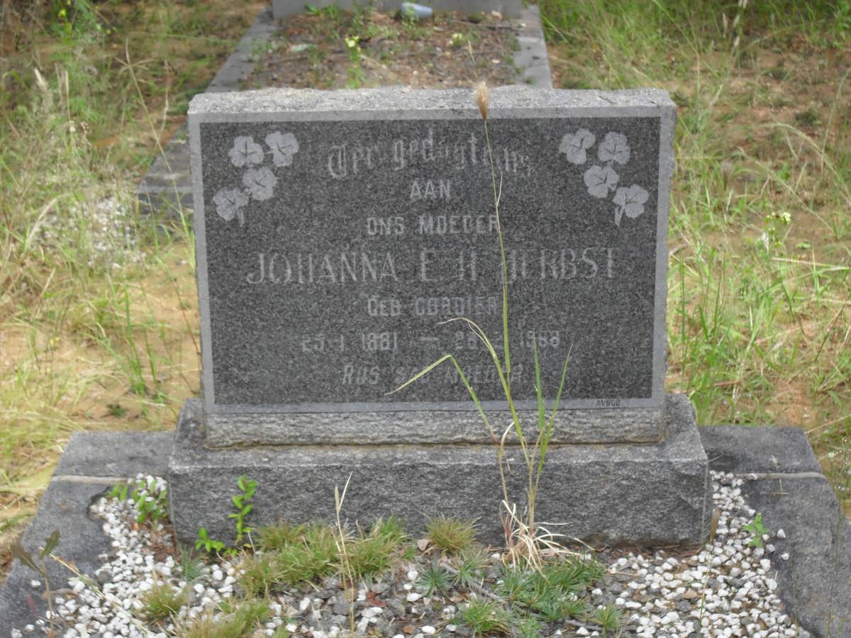 HERBST Johanna E.H. nee CORDIER 1881-1988