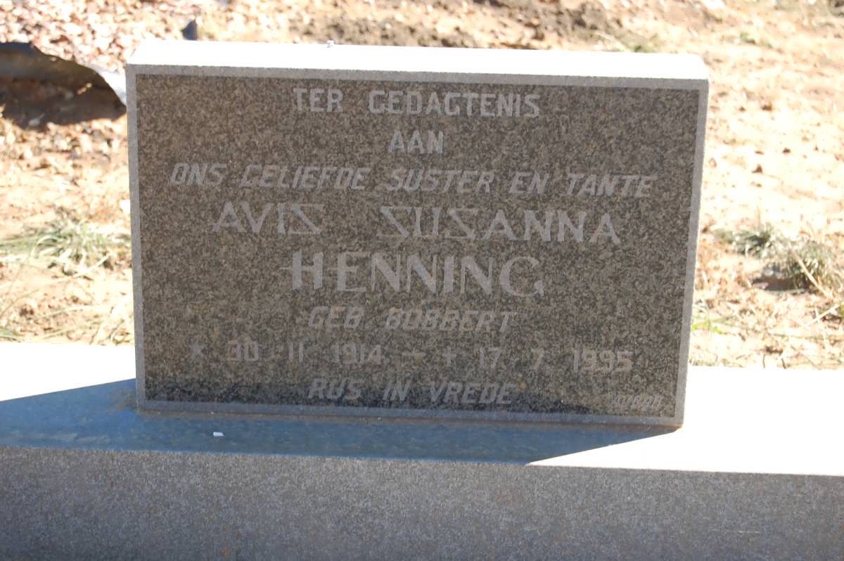 HENNING Avis Susanna nee BOBBERT 1914-1995