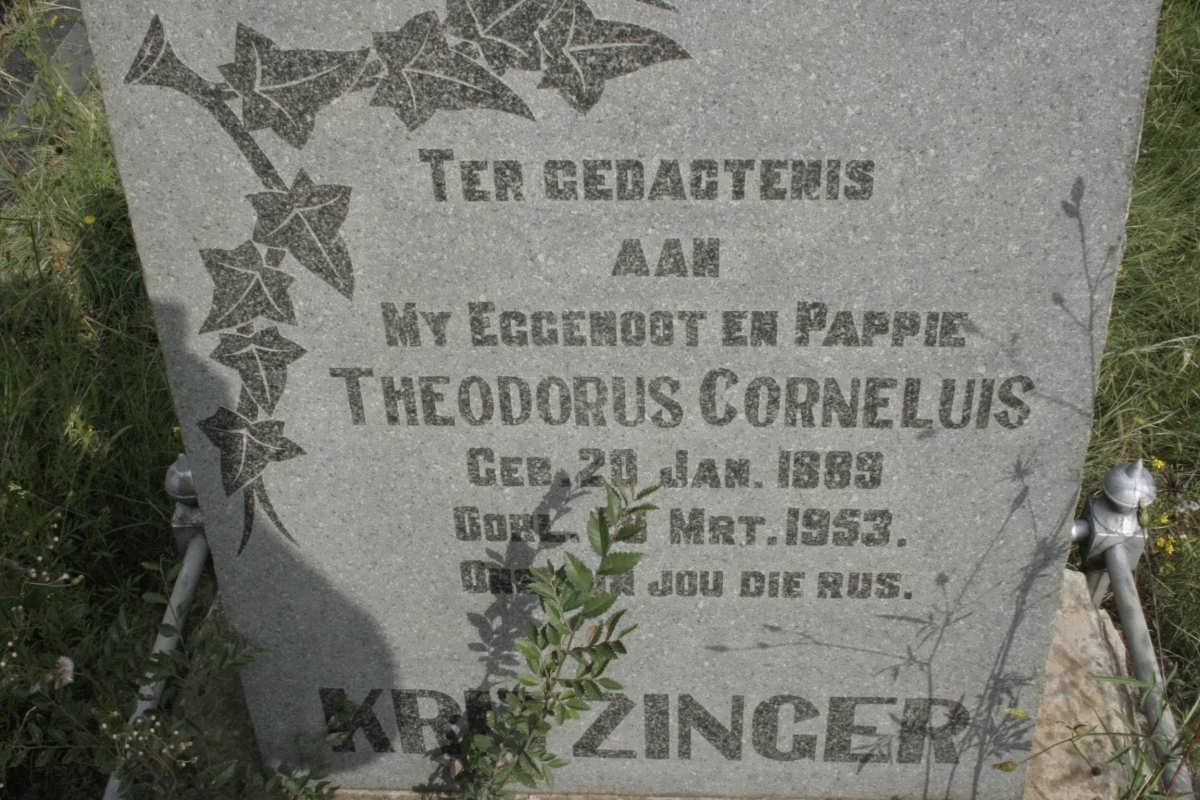 KRITZINGER Theodorus Corneluis 1889-1953