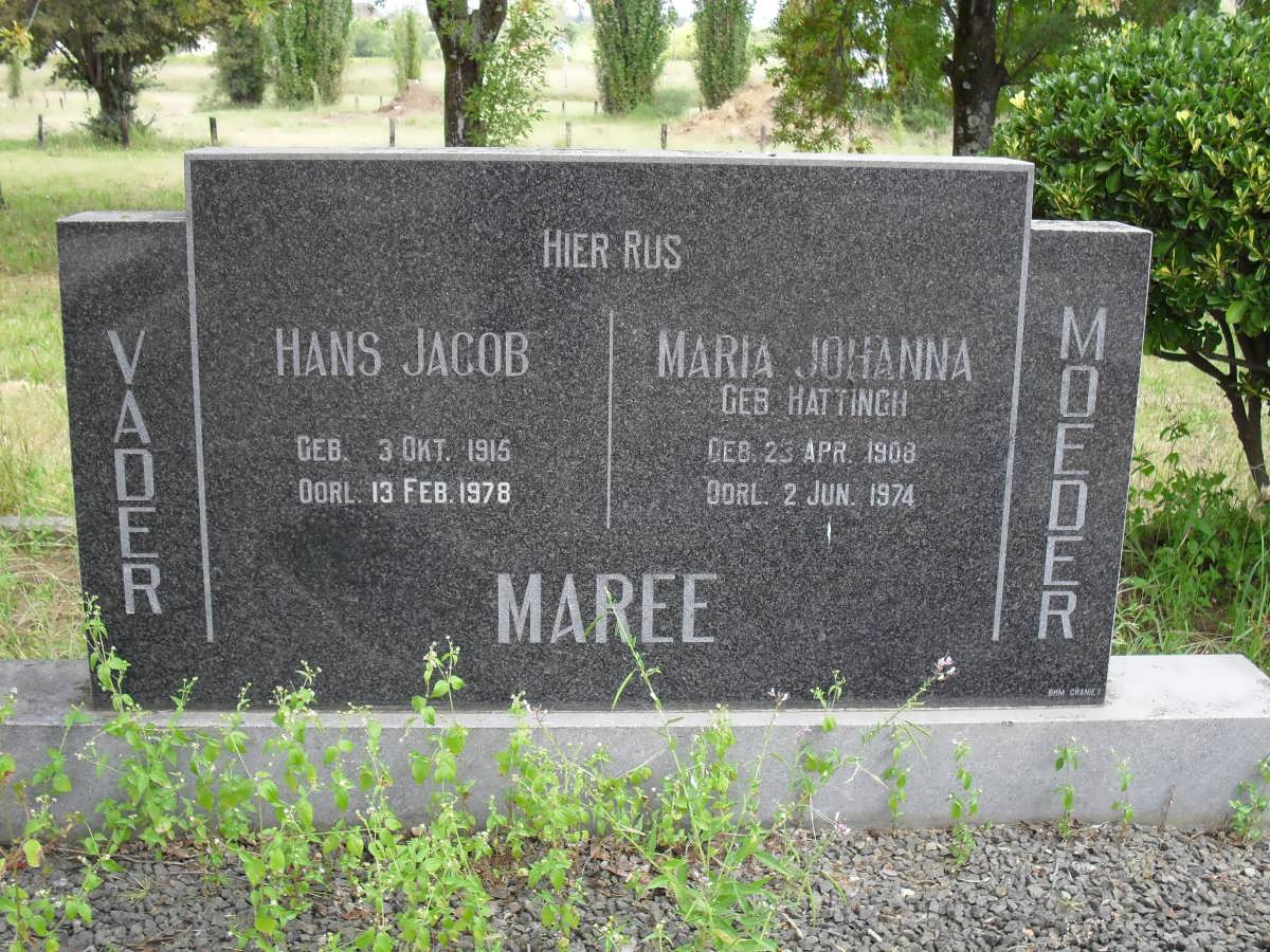 MAREE Hans Jacob 1915-1978 &amp; Maria Johanna HATTINGH 1908-1974