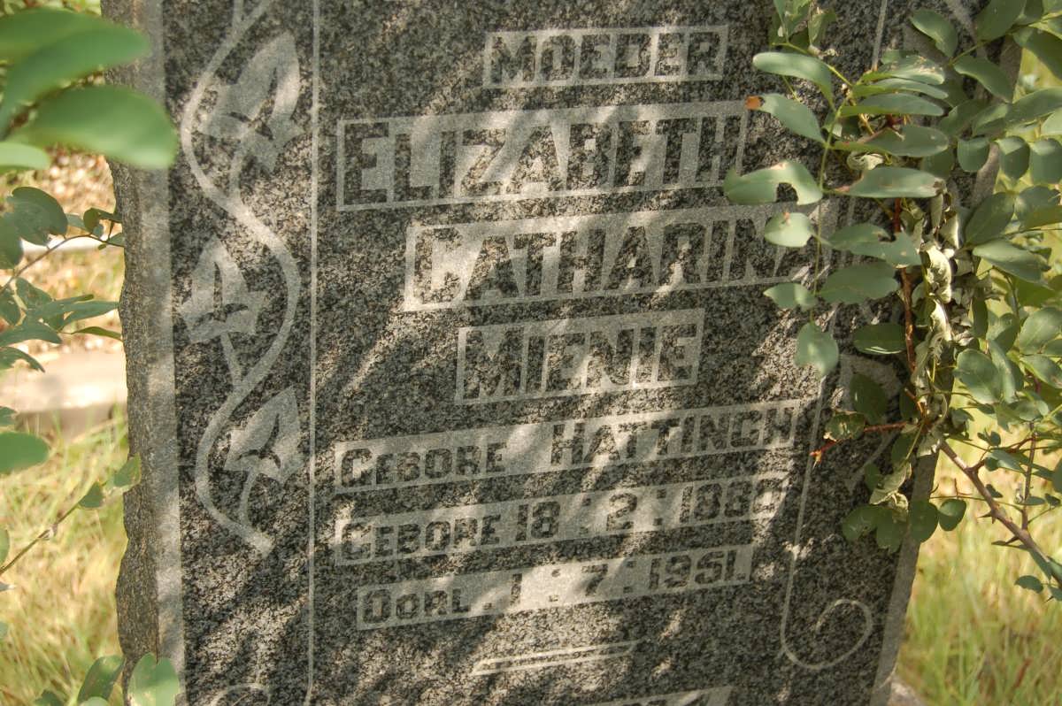 MIENIE Elizabeth Catharina nee HATTINGH 1880-1951