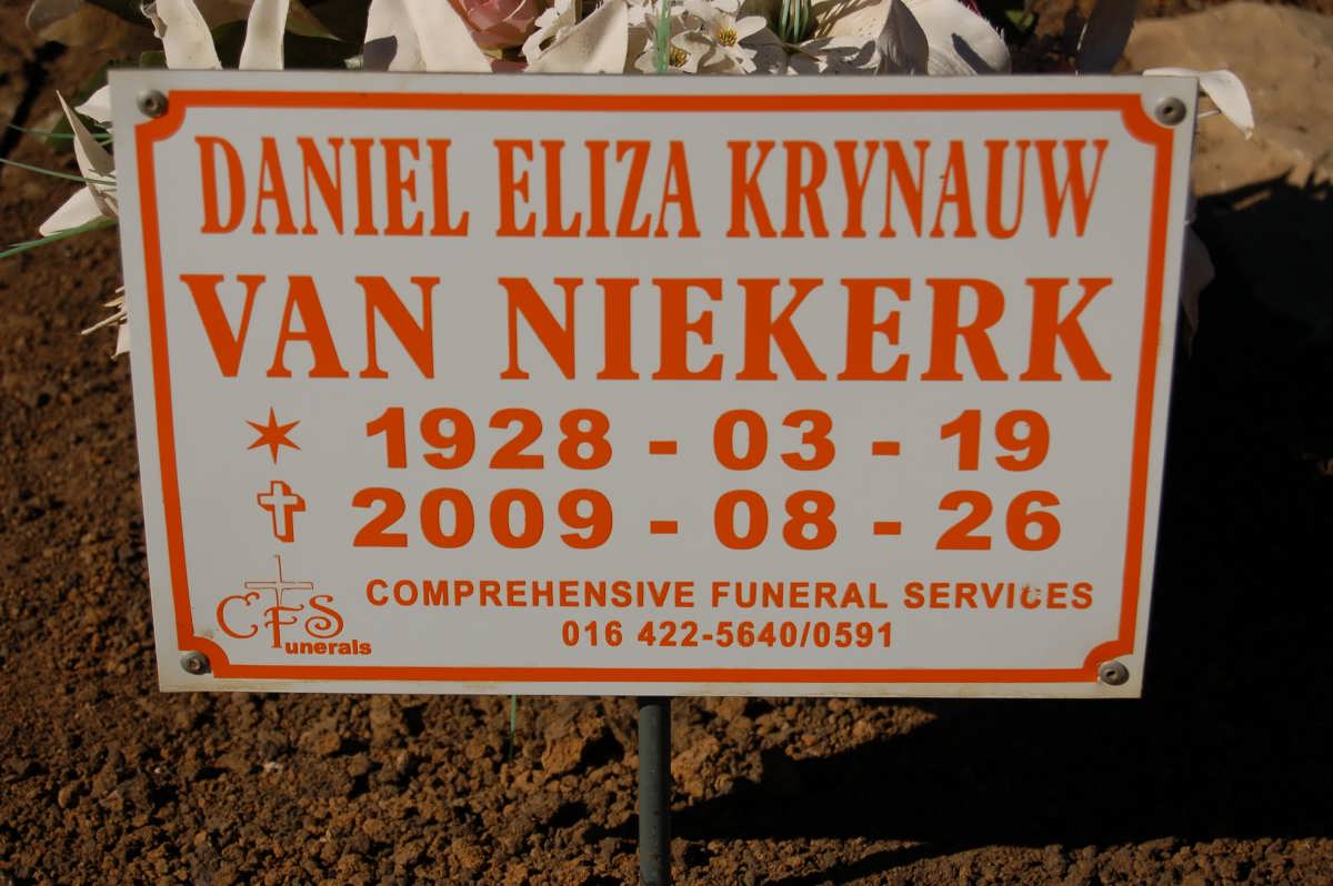 NIEKERK Daniel Eliza Krynauw, van 1928-2009