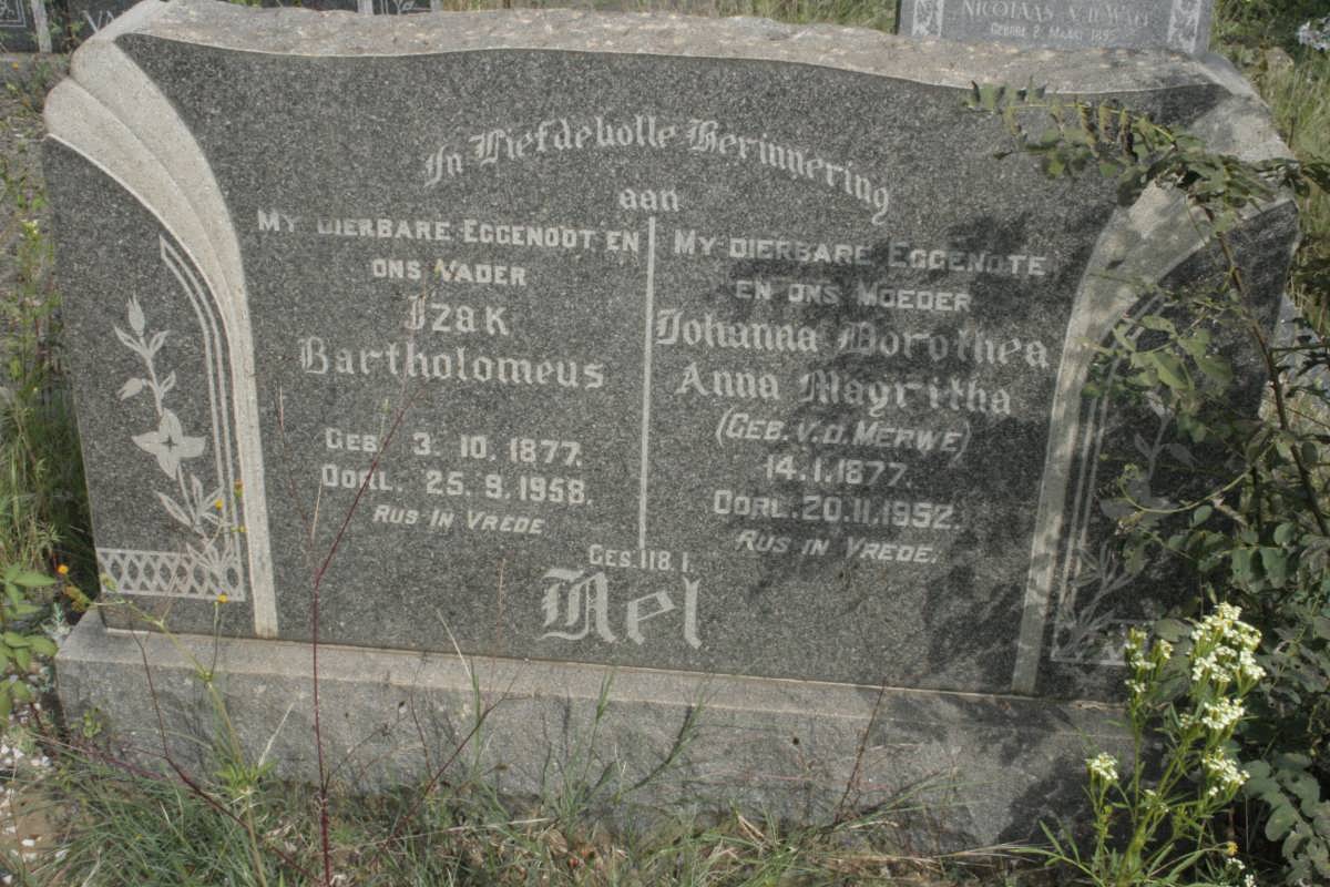 NEL Izal Bartholomeus 1877-1958 &amp; Johanna Dorothea Anna Magritha V.D. MERWE 1877-1952