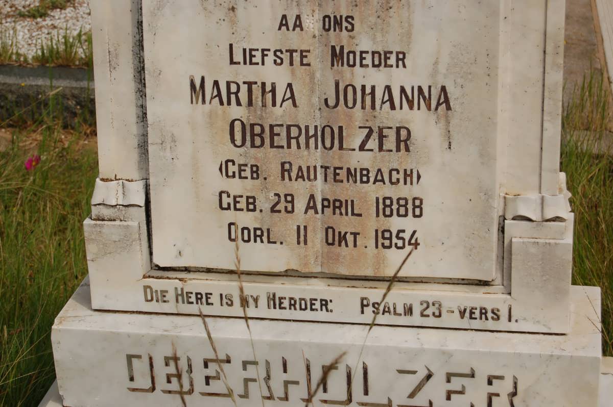 OBERHOLZER Martha Johanna nee RAUTENBACH 1888-1954
