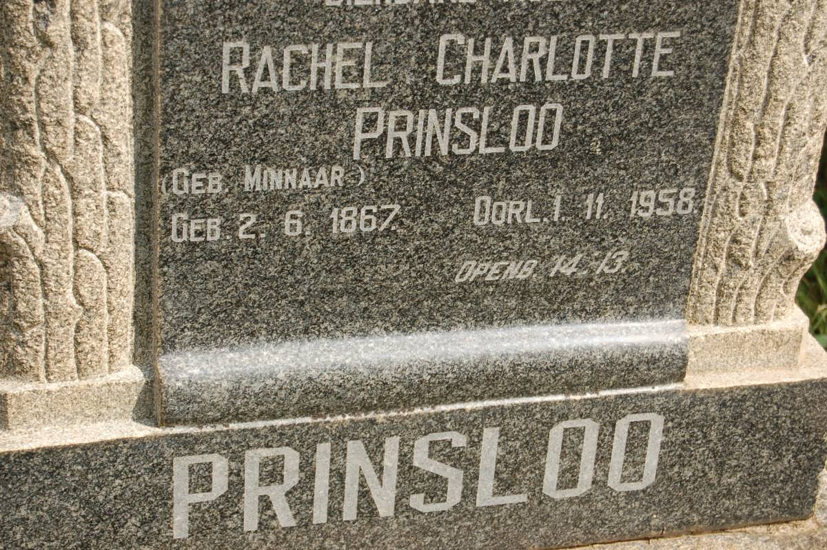 PRINSLOO Rachel Charlotte nee MINNAAR 1867-1958