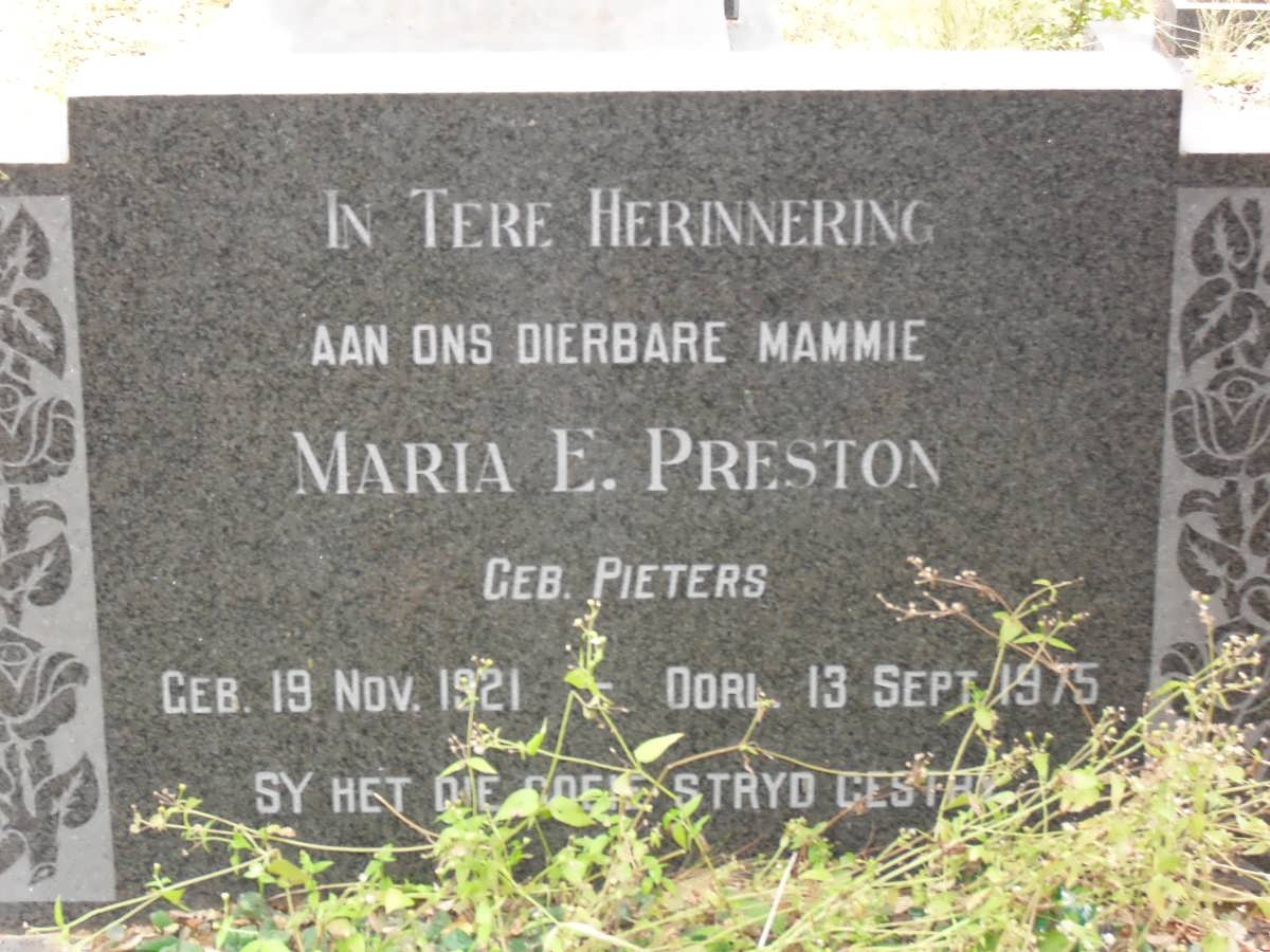 PRESTON Maria E. nee PIETERS 1921-1975