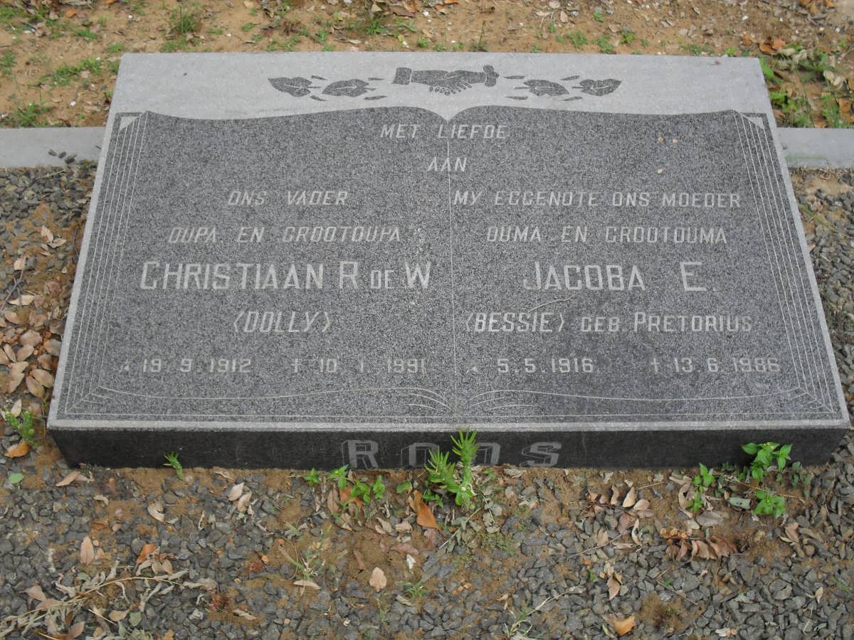 ROOS Christiaan R. de W. 1912-1991 &amp; Jacoba E. PRETORIUS 1916-1986