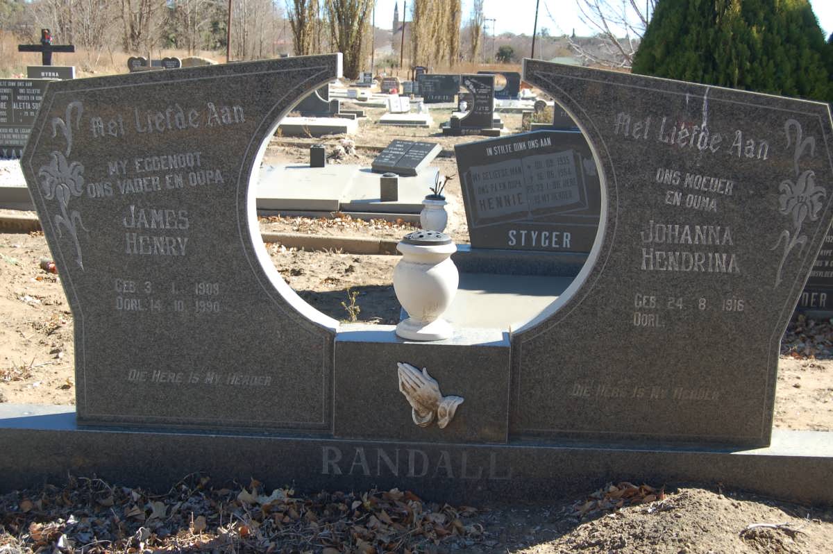 RANDALL James Henry 1909-1990 &amp; Johanna Hendrina 1916-