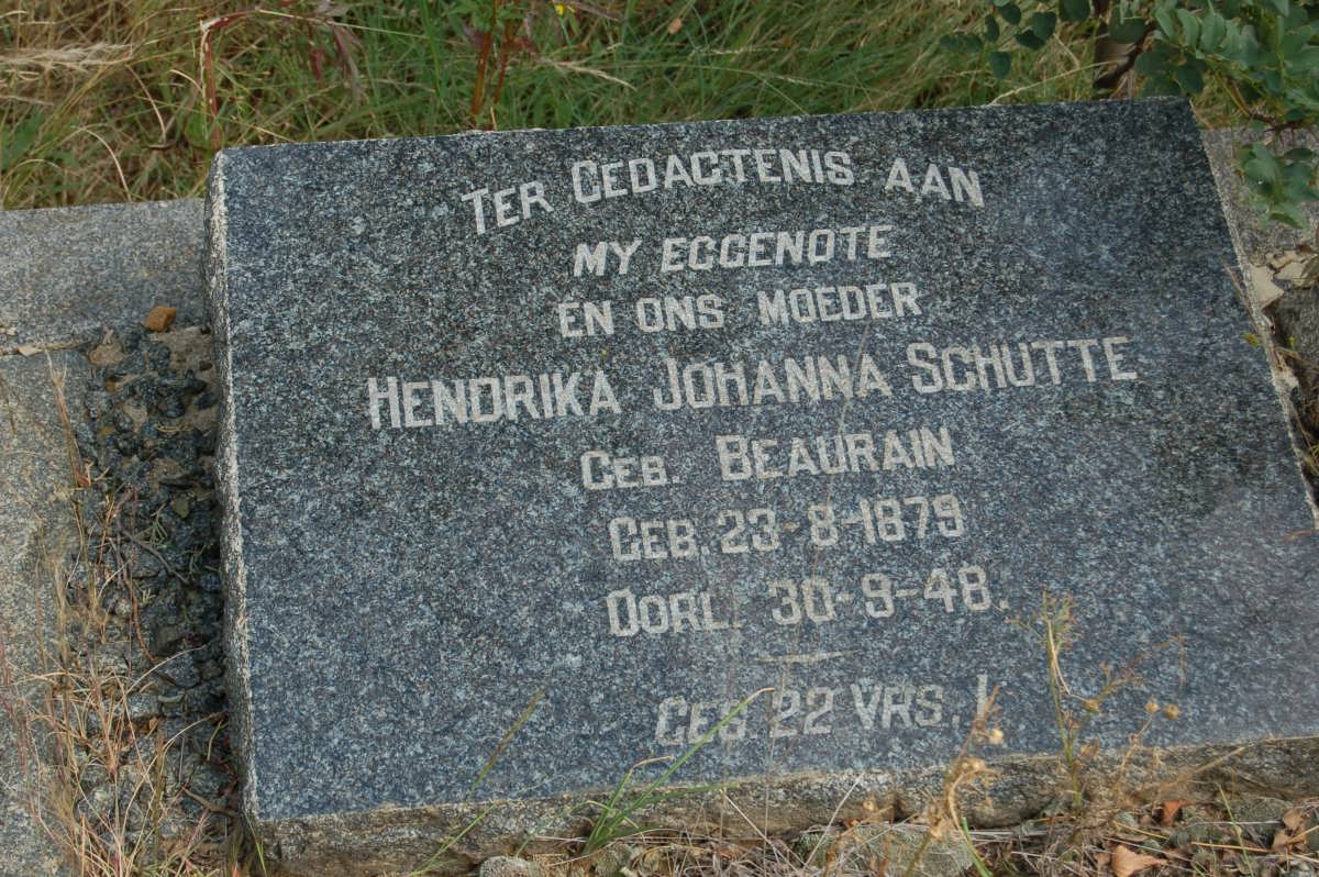 SCHUTTE Hendrika Johanna nee BEAURAIN 1879-1948