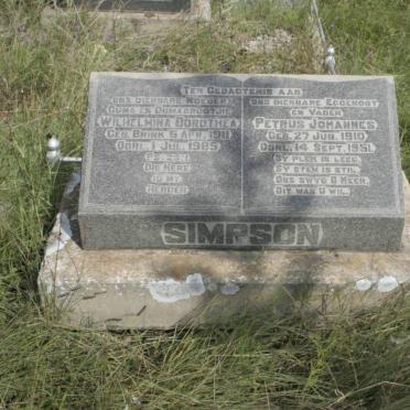 SIMPSON Petrus Johannes 1910-1951 &amp; Wilhelmina Dorothea BRINK 1911-1985