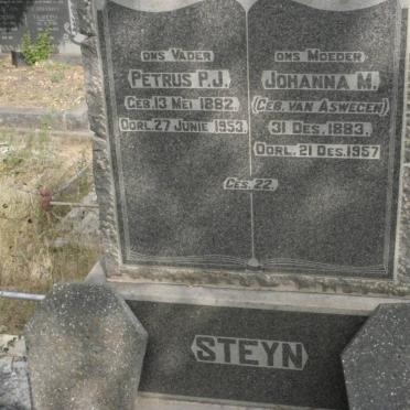 STEYN Petrus P.J. 1882-1953 &amp; Johanna M. VAN ASWEGAN 1883-1957