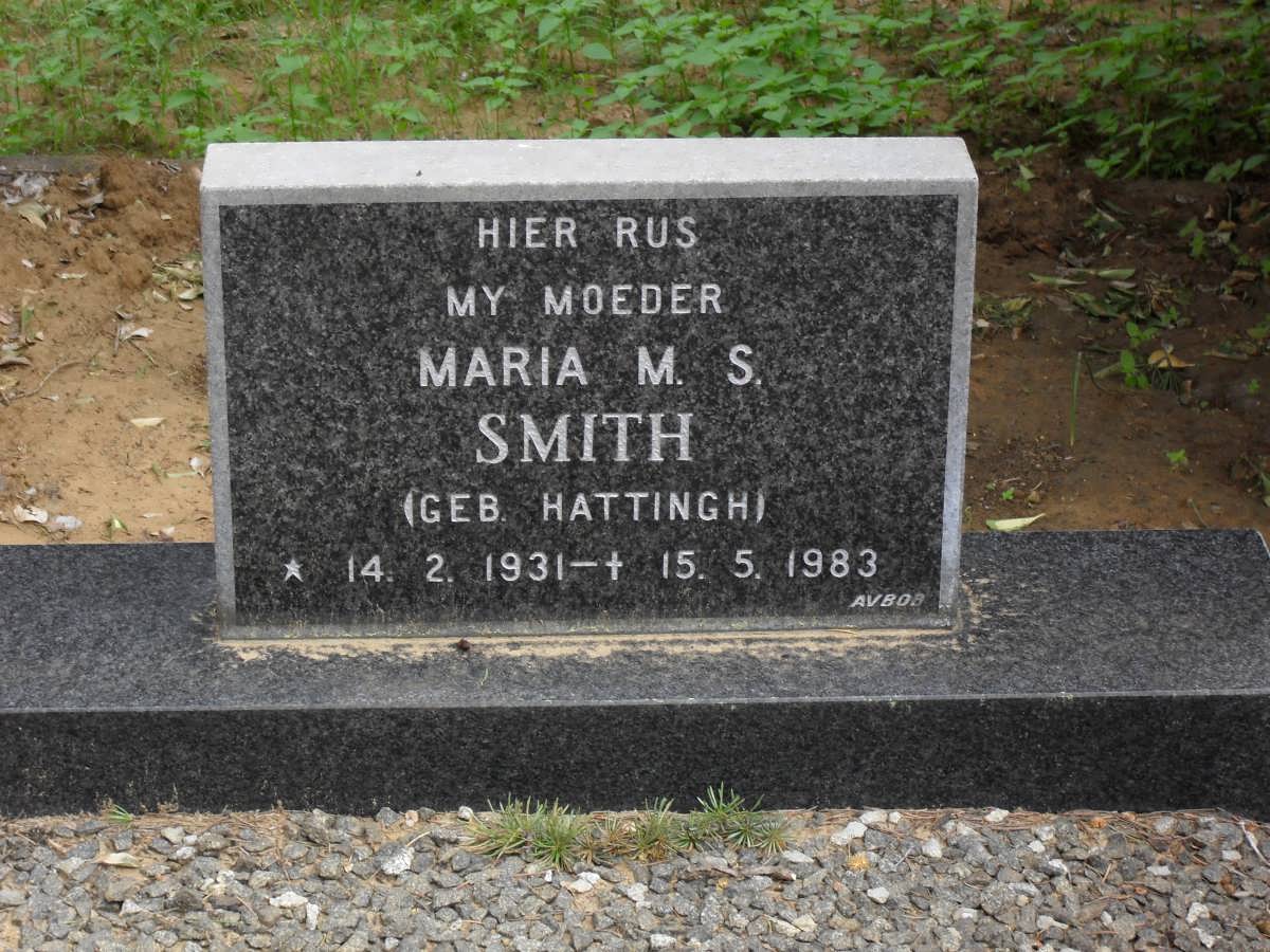 SMITH Maria M.S. nee HATTINGH 1931-1983
