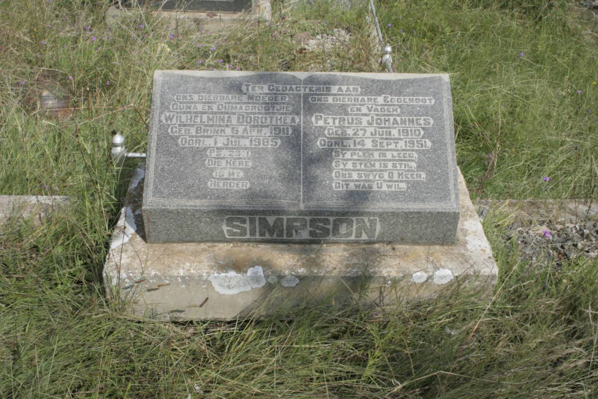 SIMPSON Petrus Johannes 1910-1951 &amp; Wilhelmina Dorothea BRINK 1911-1985