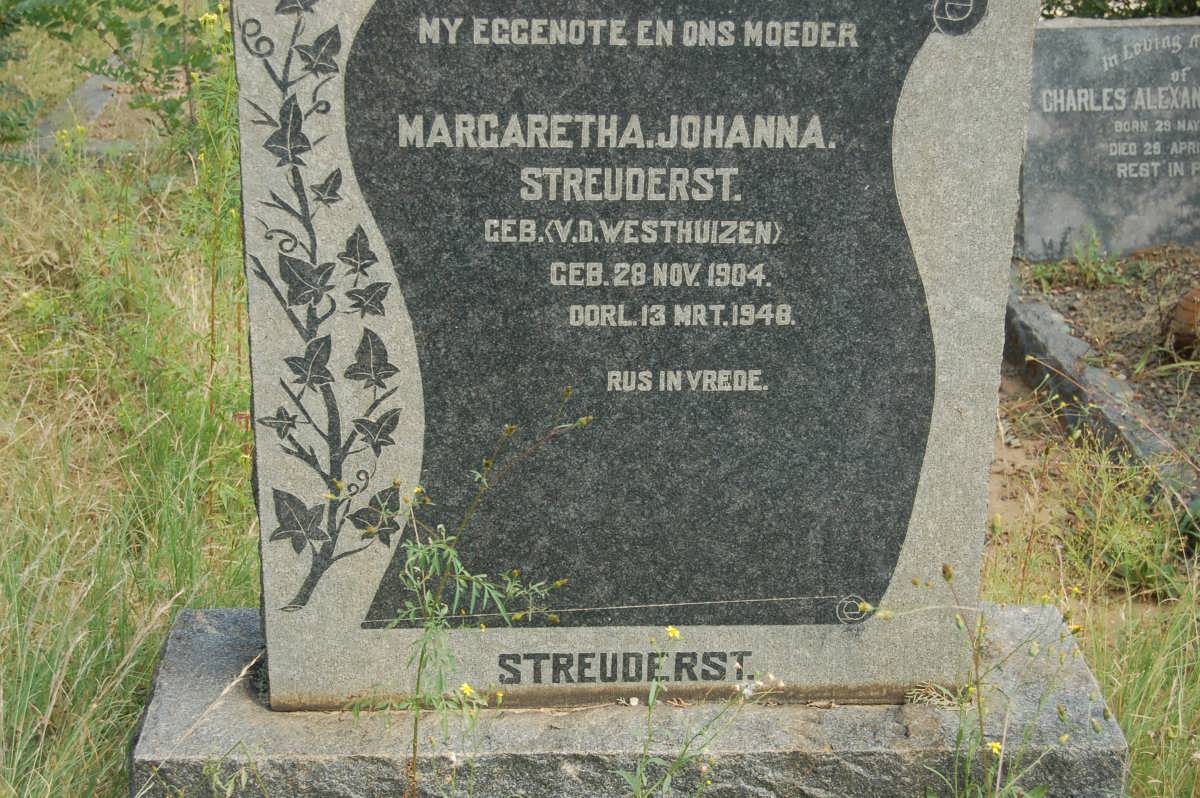 STREUDERST Margaretha Johanna nee V.D. WESTHUIZEN 1904-1948