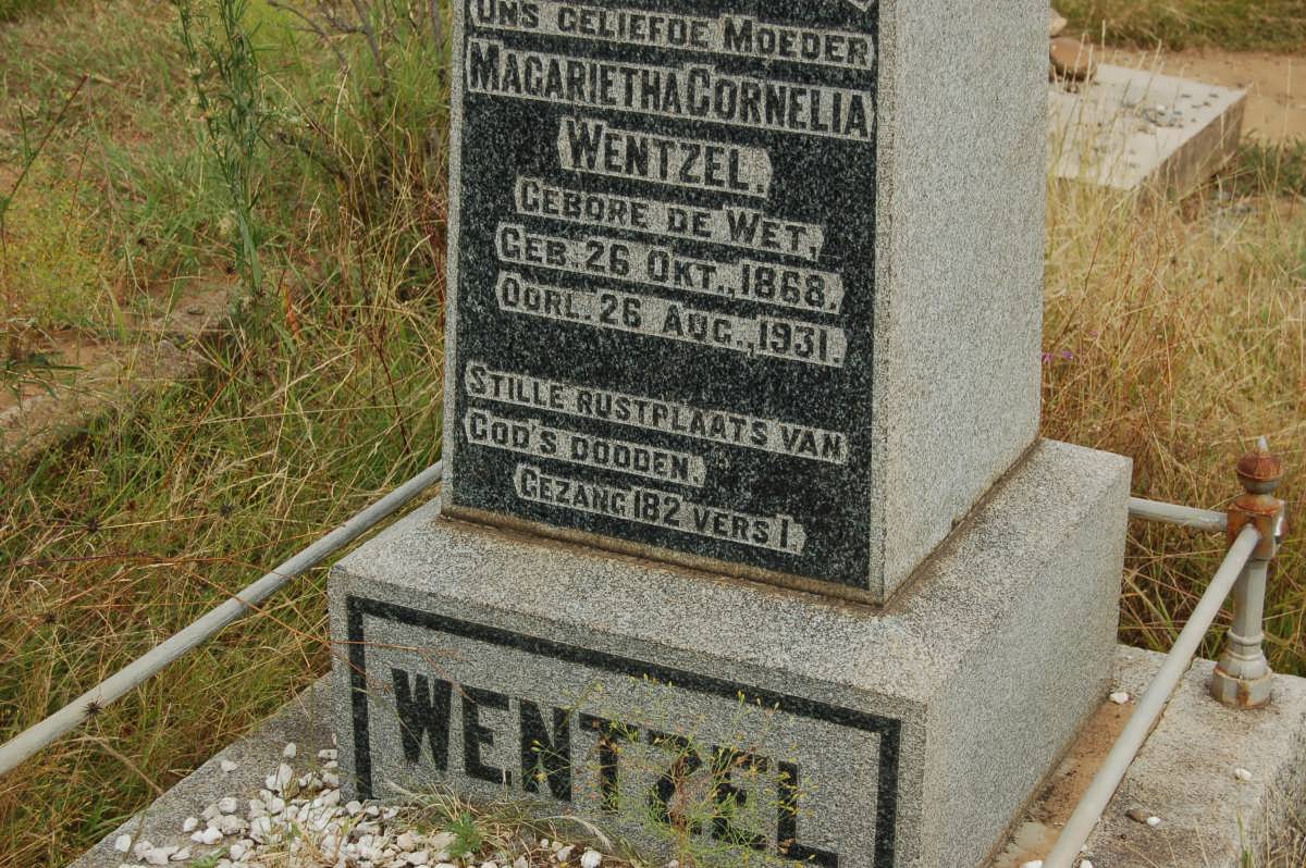 WENTZEL Magrietha Cornelia nee DE WET 1868-1931
